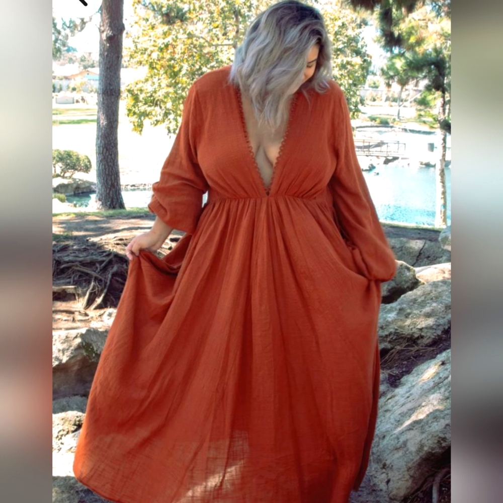 Bohemian Traders orange maxi dress